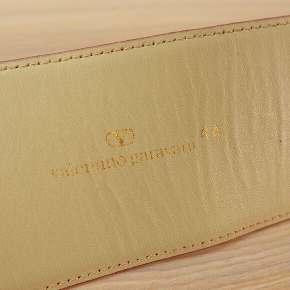 VALENTINO GARAVANI Belt Women 65 26 XS‎ Red Wide Leather Gold Buckle Chunky Wide main image 7